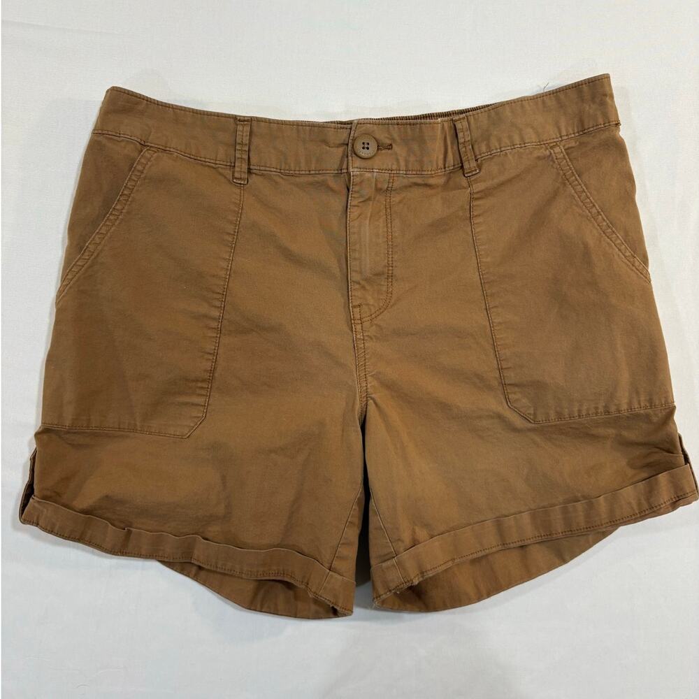 Casual Cotton Roll-Hem Women's Shorts - Brown